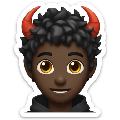 Black demon boy with oni horns sticker