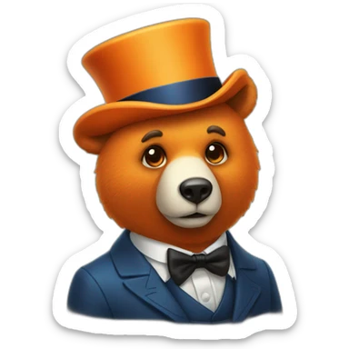 orange bear with tiny black top hat and blue eyeleiner sticker