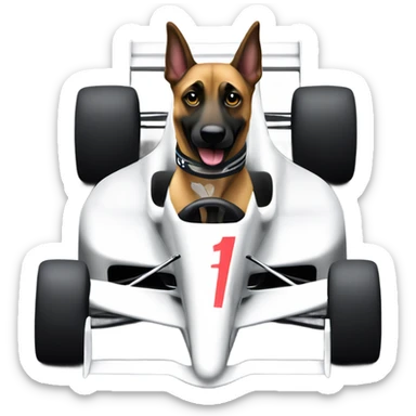 Malinois dog in a formula one race car sticker