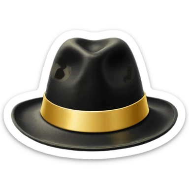 black magic hat with gold ribbon sticker