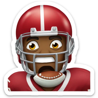 A Tampa bay buccaneer in tears eating a football  sticker