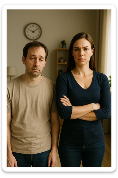 uomo senza energia maschile, uomo che manca di polso, e in famiglia comanda la moglie sticker