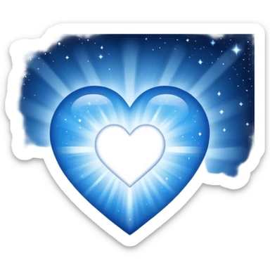 Immaculate Small white heart radiating blue white light within a big cosmic galaxy heart sticker