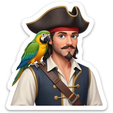 pirate and parrot sticker