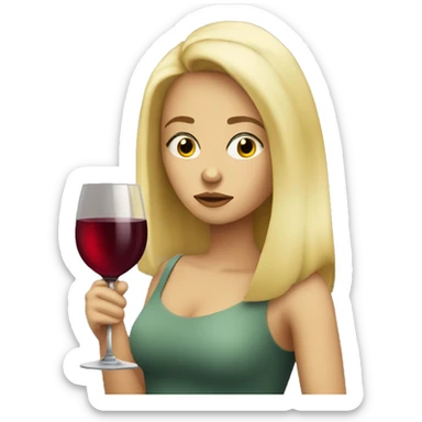 sad blonde drinking wine  sticker