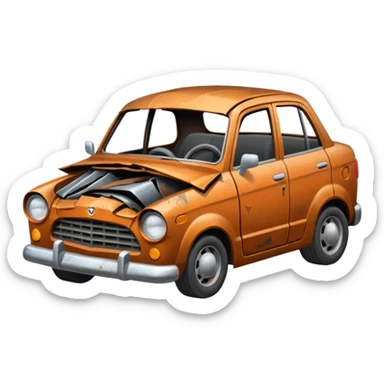 crashed car sticker