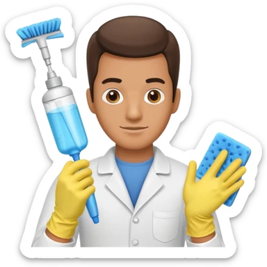 man Cleaning the bathroom sticker