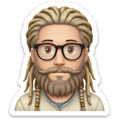 White dude with beard with glasses and dreads sticker