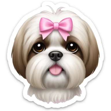 Blank Shih Tzu pink bow sticker