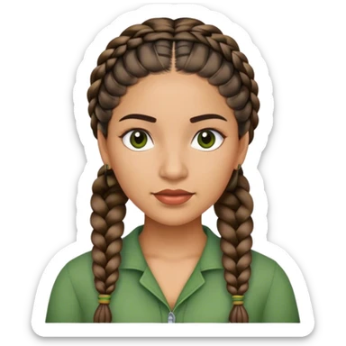 Latino woman with braids in green sticker