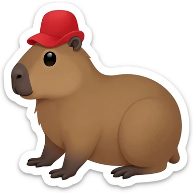 Capibara con sombrero rojo sticker