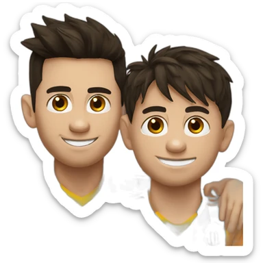 Messi wearing FC Miami football shirt and Cristiano Ronaldo wearing Al-Nassr football shirt in style of sorolla sticker