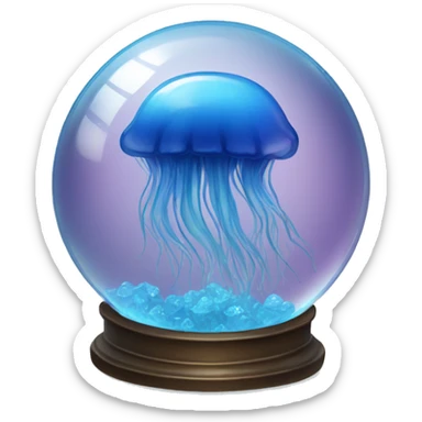 A blue jellyfish in a crystal ball sticker