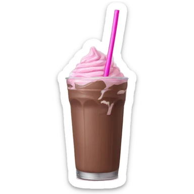 Chocolate milkshake with a pink straw sticker