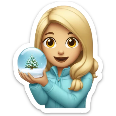 a girl with a snow globe sticker