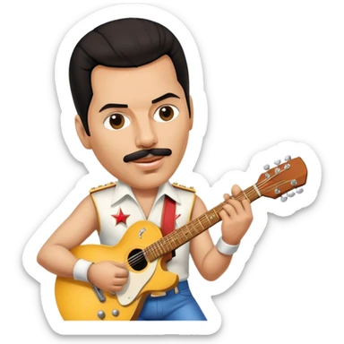 Freddie Mercury playing a guitar sticker