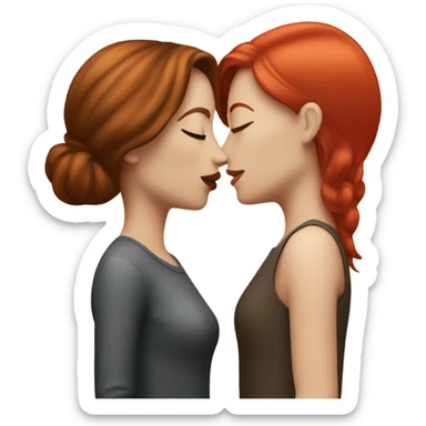 White brown hair woman and red hair woman kissing sticker