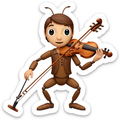 cricket, brown violin sticker