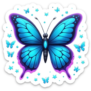 Bioluminescent nebulae dark and neon-glowing nightly dusky starry sparkly butterfly sticker
