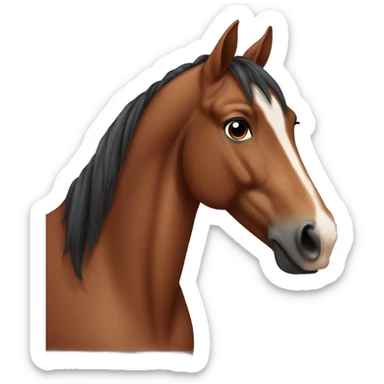 a bay horse with a change in the nostrils and forehead sticker