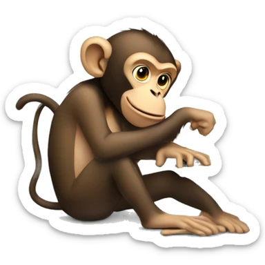 A monkey at a computer with a lot of money around him sticker