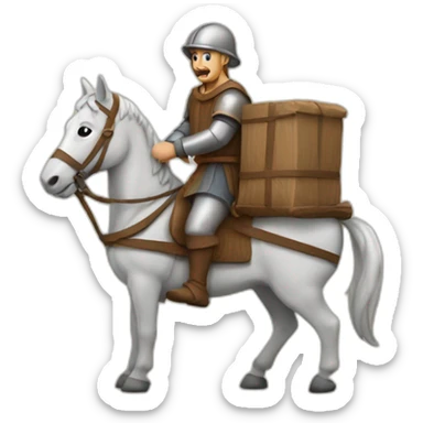 medieval courier deliver with a horse sticker
