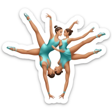 Icon for Sports Dance: a couple in competitive dance attire performing a synchronized dance with acrobatic lifts, dance shoes, rhythmic floor, and a competition backdrop. The icon should capture athleticism, technique, and precision in sports dance. Transparent background. sticker
