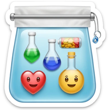 pochons transparents avec des médicaments dedans qui sourient et rigolent sticker