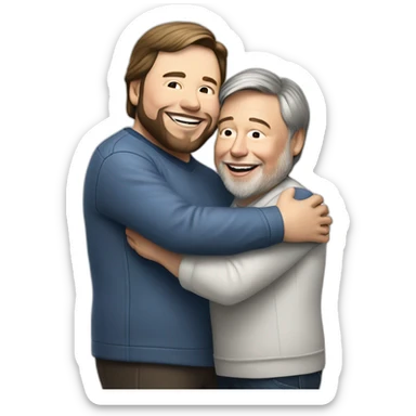 steve wozniak and elon musk hugging sticker
