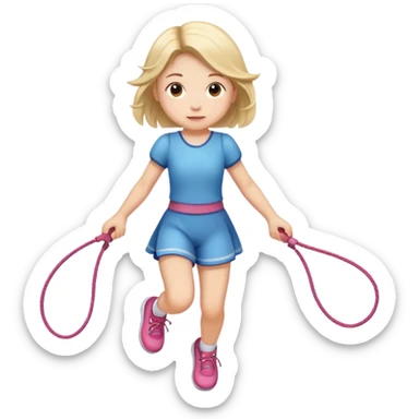 small girl skipping with a single rope sticker