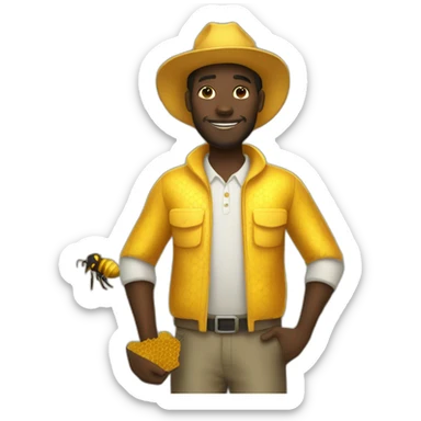 Tall black man beekeeper with honeycomb full body sticker