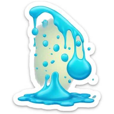 Glowing shiny Cyan blue liquid splash splatter drip sticker
