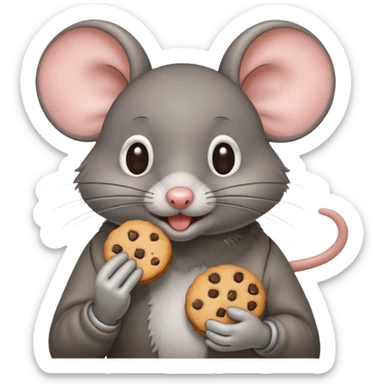 Ratón comiendo una galletita sticker