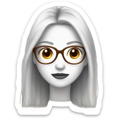 White Girl with brown long hair and golden glasses sticker