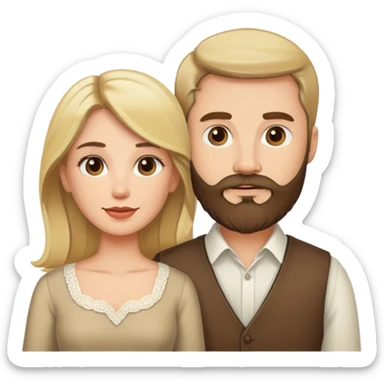 Blonde husband with beard and brunette wife sticker