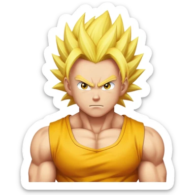 super saiyan with spiky yellow hair sticker