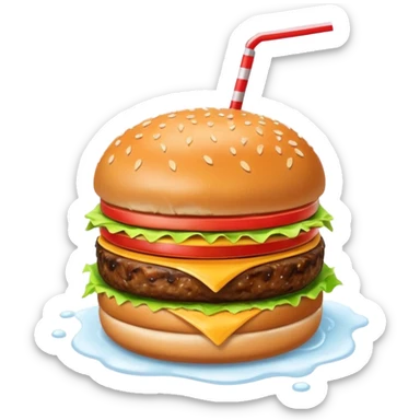 a burger and a drink next to it sticker