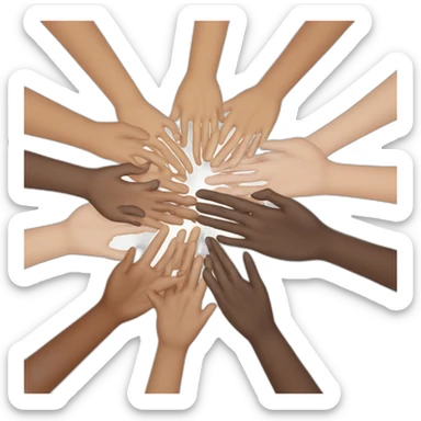 circle of multi racial hands on each other sticker