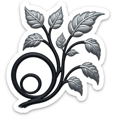 Black and silver filigree vine design, 3D, extremely detailed design sticker