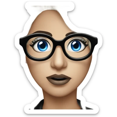 Real pokerface lady gaga blue eyes wearing black glasses  sticker