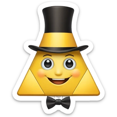 Bill Cipher from Gravity Falls, yellow triangle with top hat and bow tie sticker