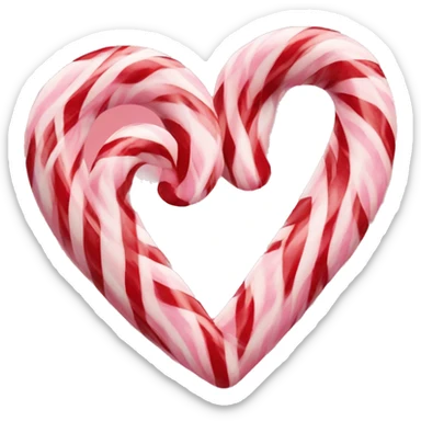 Candy cane heart shaped sticker