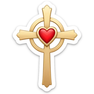 TWO red  hearts around a simple gold cross  sticker