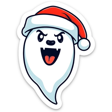 screaming face wearing a Santa hat sticker
