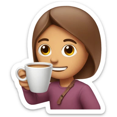 Tomando café en taza rosada  sticker