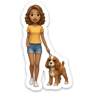 Chica Adolescente paseando a un Cocker spaniel color canela sticker