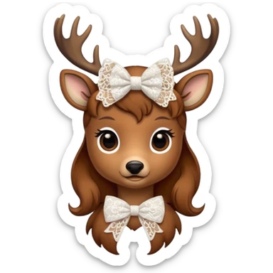 Deer with a lace bow sticker