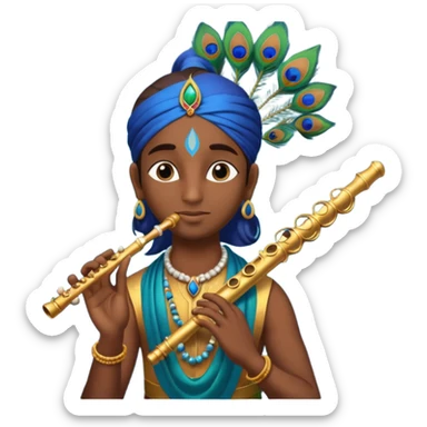 Krishna flute with peacock feather  sticker