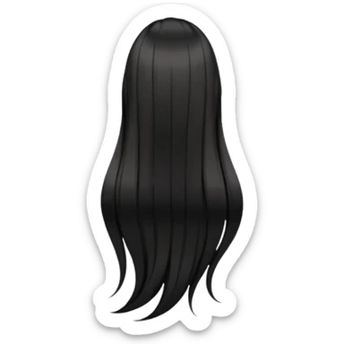 back view of long black hair sticker