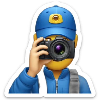 Man with a petrol-blue cap filming with a Sony ccd trv camcorder looking through the camera sticker